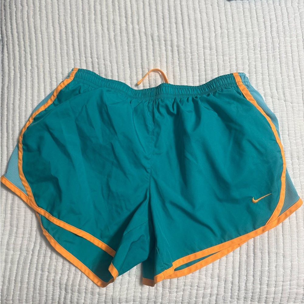 Nike Youth Athletic Shorts in Teal and Orange (girls youth large)